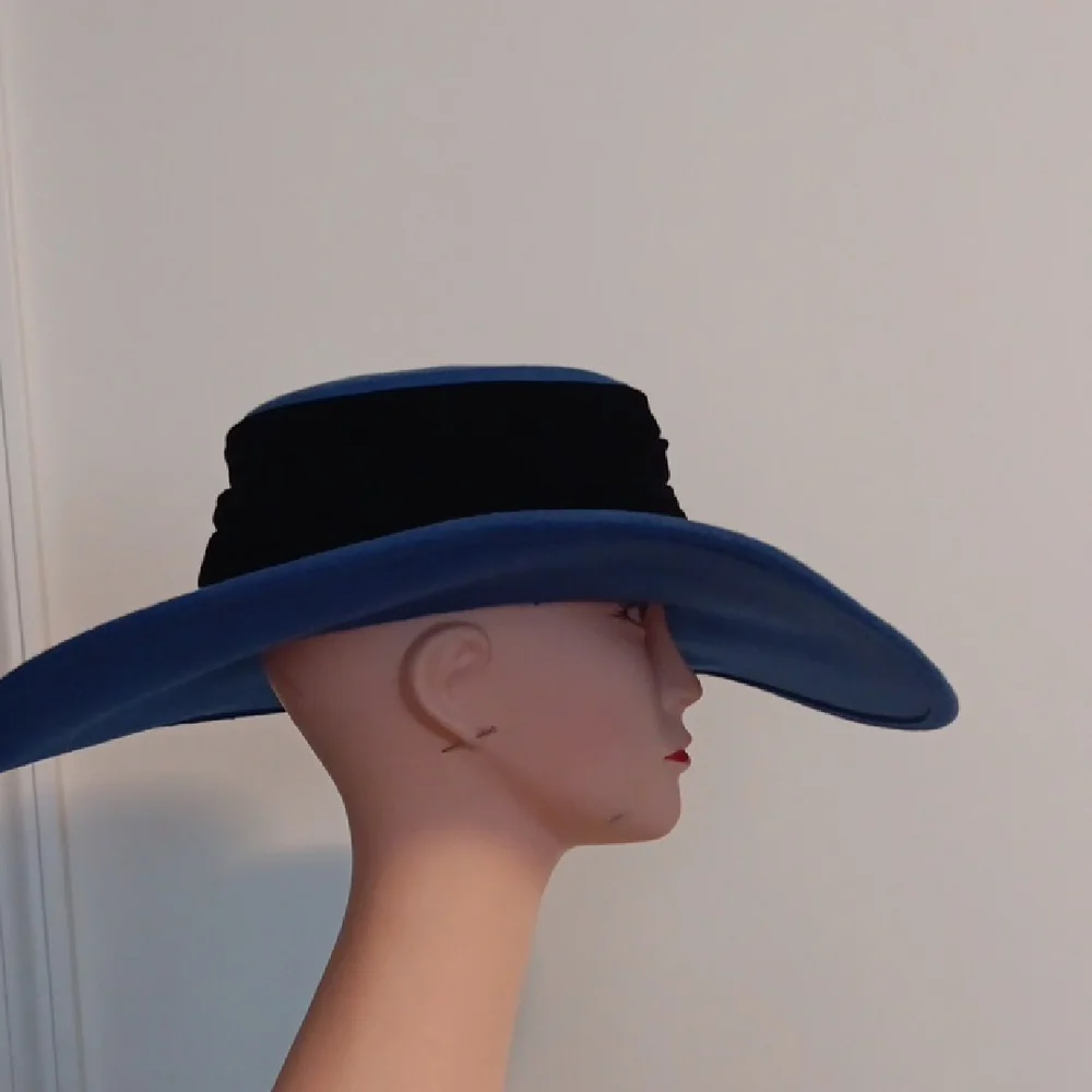 Eric Javits Blue and Black Wide-Brim Hat - Picture 4 of 7